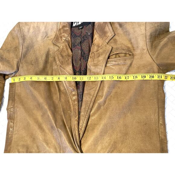 Winlit tan/brown vintage genuine leather jacket Blazer Vintage 80s/90s - Picture 7 of 16